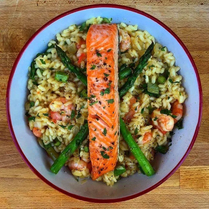 Romige Risotto met Zalm en Garnalen