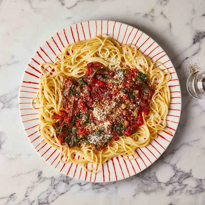Spaghetti met Spaanse smaken