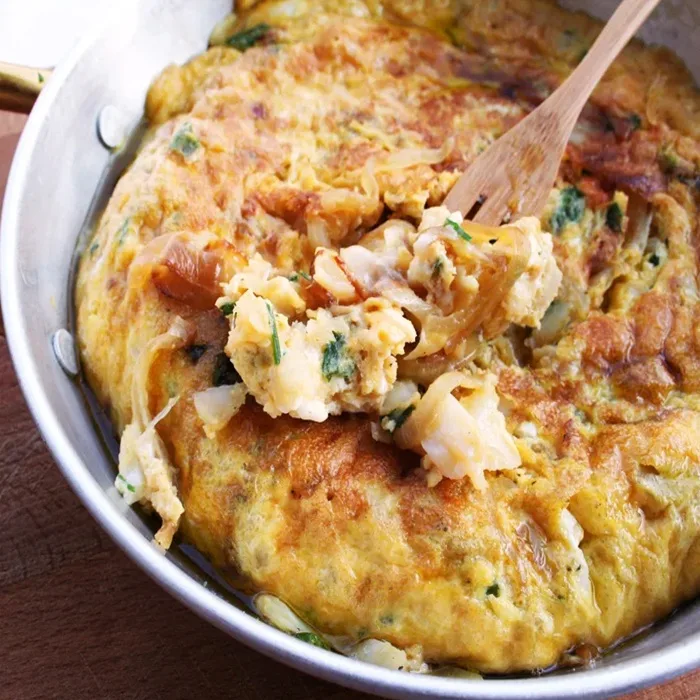 Tortilla met gezouten kabeljauw