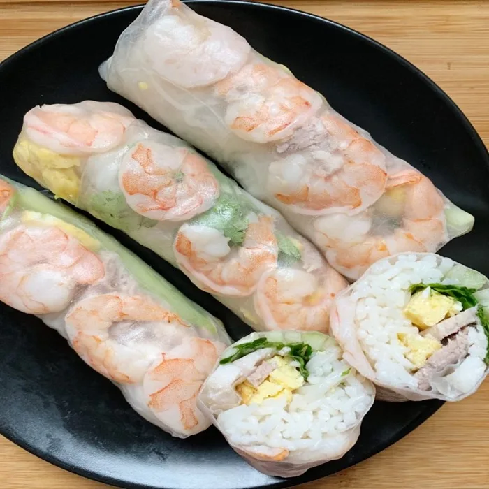 Vietnamese garnalen rolletjes met spiralized groenten